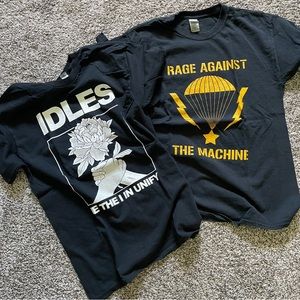 Lot of two rock T-shirts, Idles and Rage Against the Machine, size M